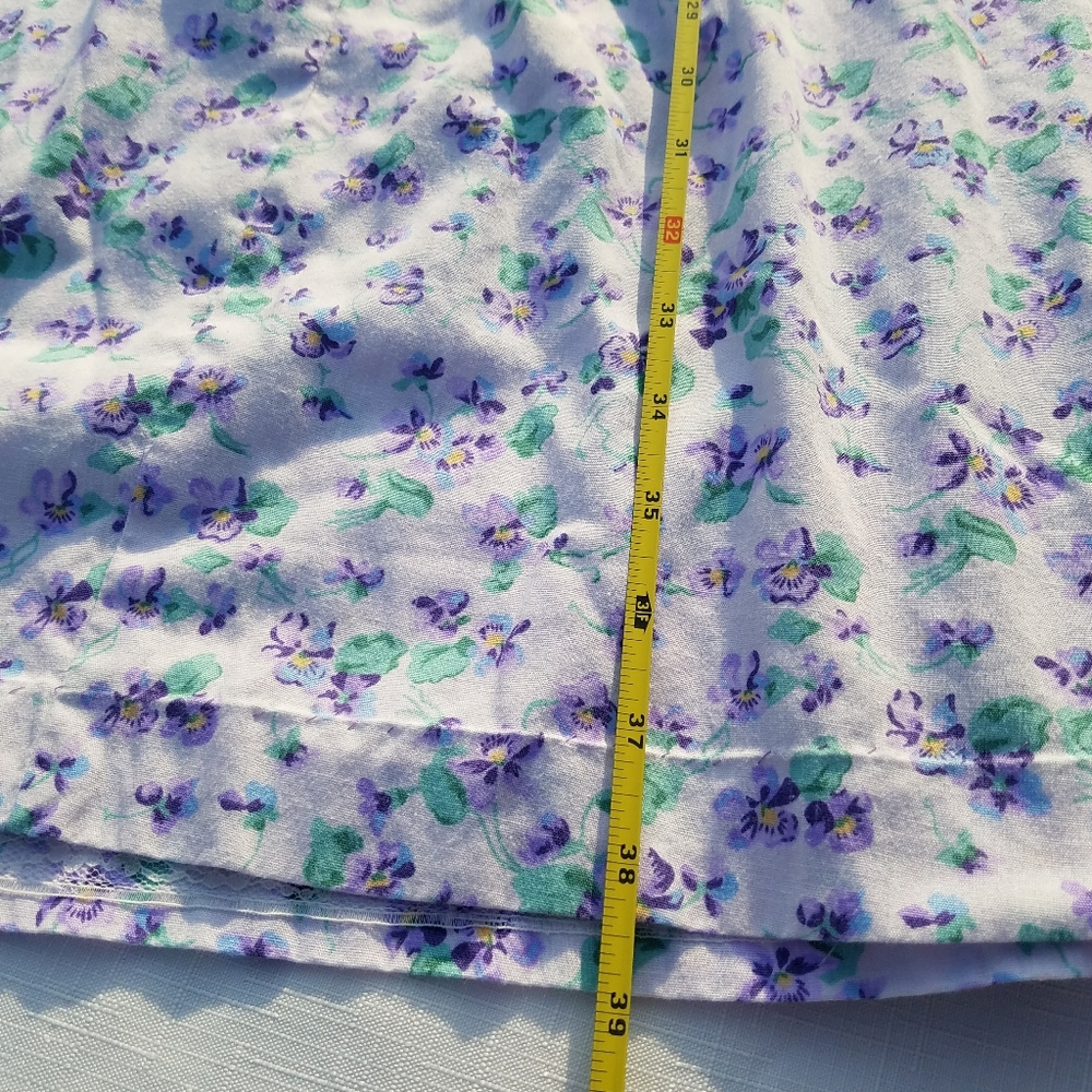 VTG Cute Purple Floral Cotton Shift Dress Button S - Picture 2 of 10